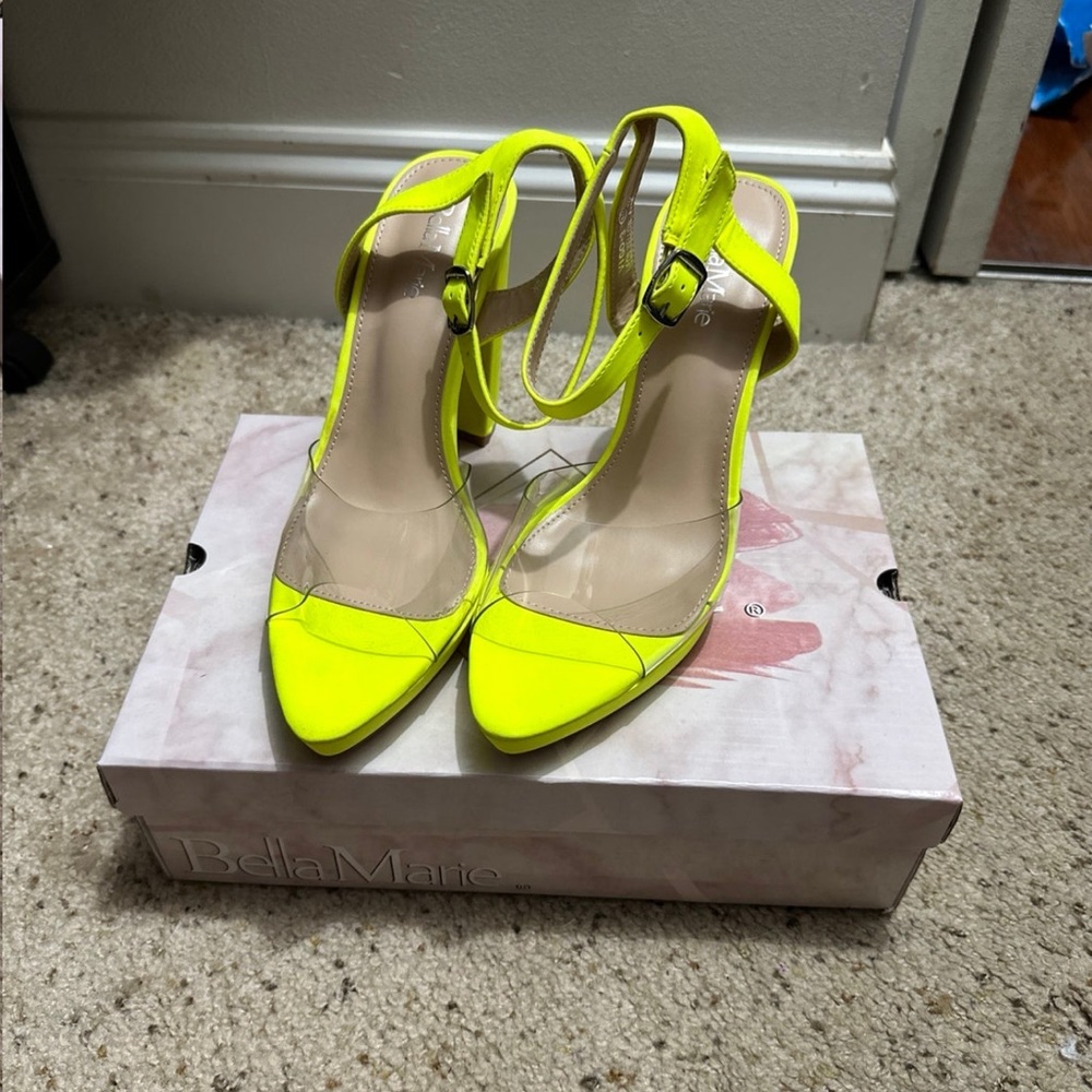 Neon Yellow Belle Marie Heels Size 10